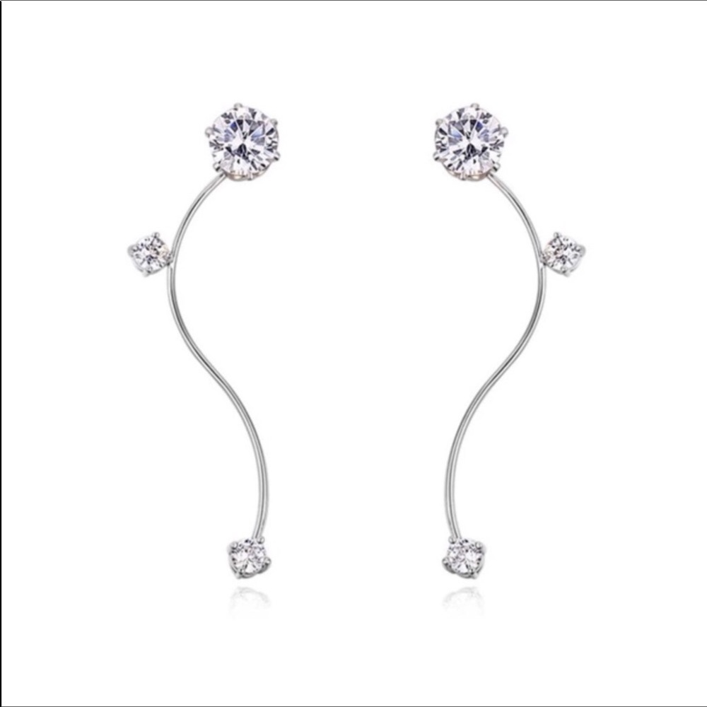 TWO EARRINGS IN ONE CZ STONES - Picture 2 of 6